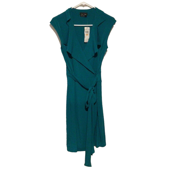 NWT Max and Cleo Green Sleeveless V-Neck Wrap Dress Women’s Size Small - Picture 1 of 5
